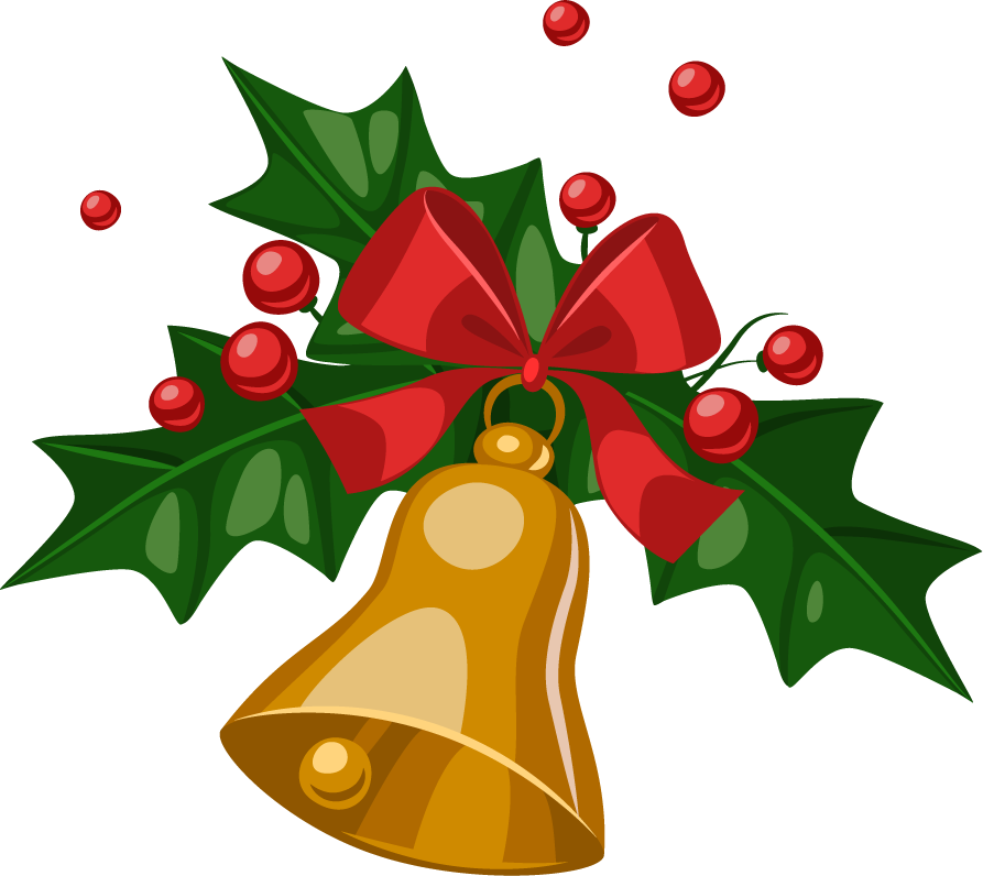 charming vintage christmas objects vector with bell, holly, and festive decorations