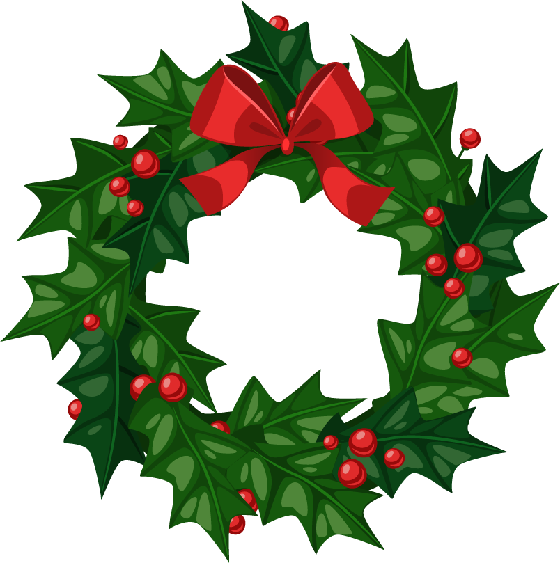 christmas vintage objects vector illustration with festive wreath and holiday cheer