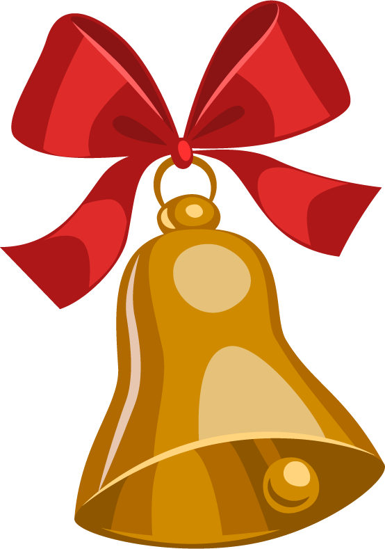 christmas vintage objects vector with festive bell and red ribbon for holiday decorations