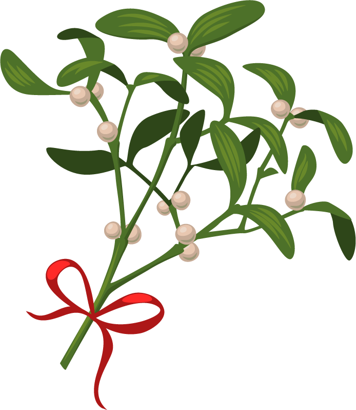 charming christmas vintage objects vector featuring mistletoe with festive ribbon decoration