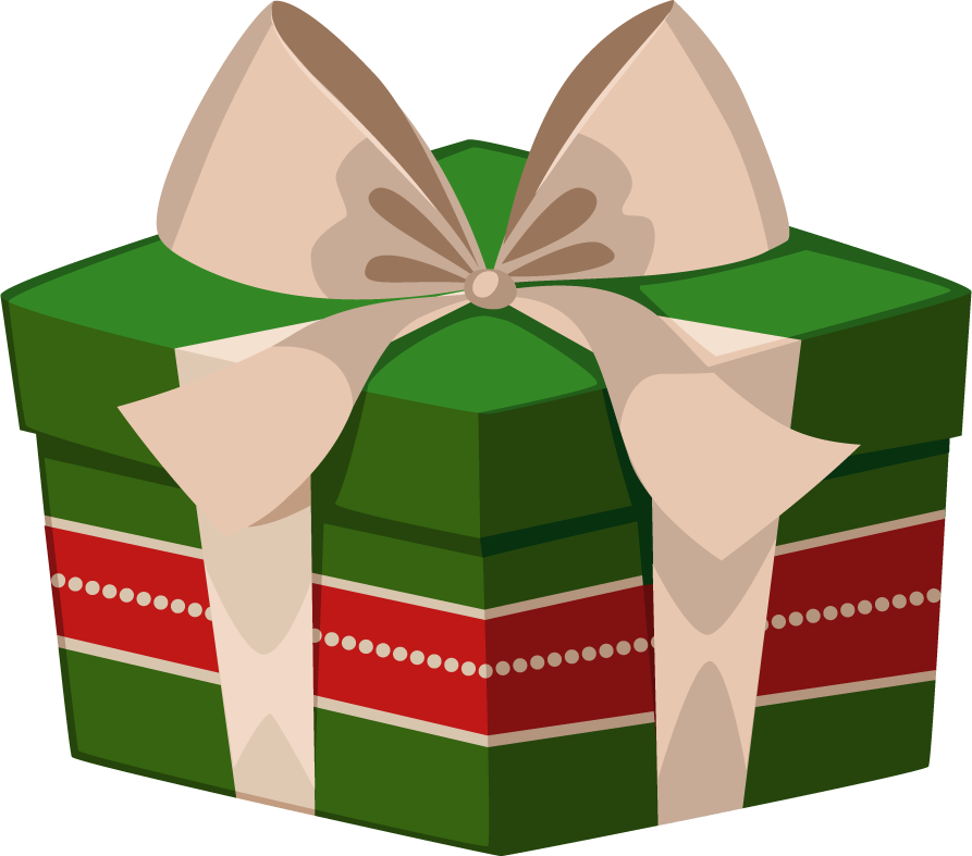 christmas vintage objects vector featuring a beautifully wrapped gift with elegant ribbon