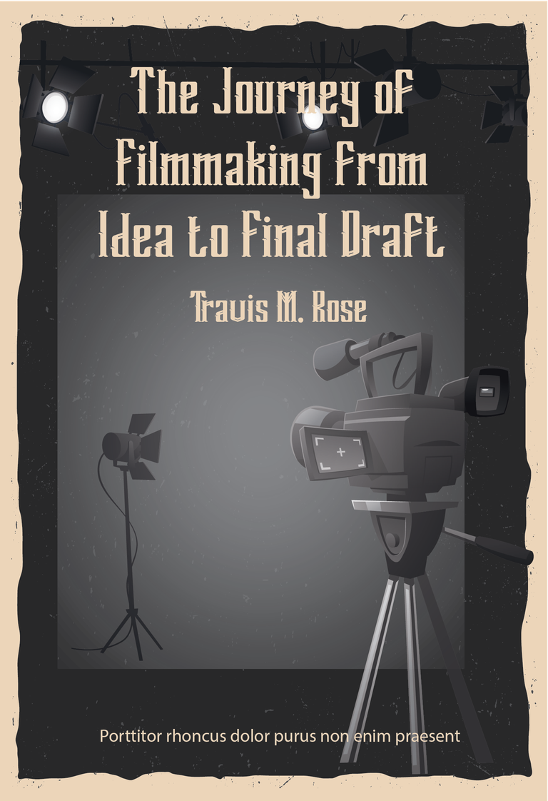 cinematic style book cover template for filmmakers with bold visuals and engaging layout