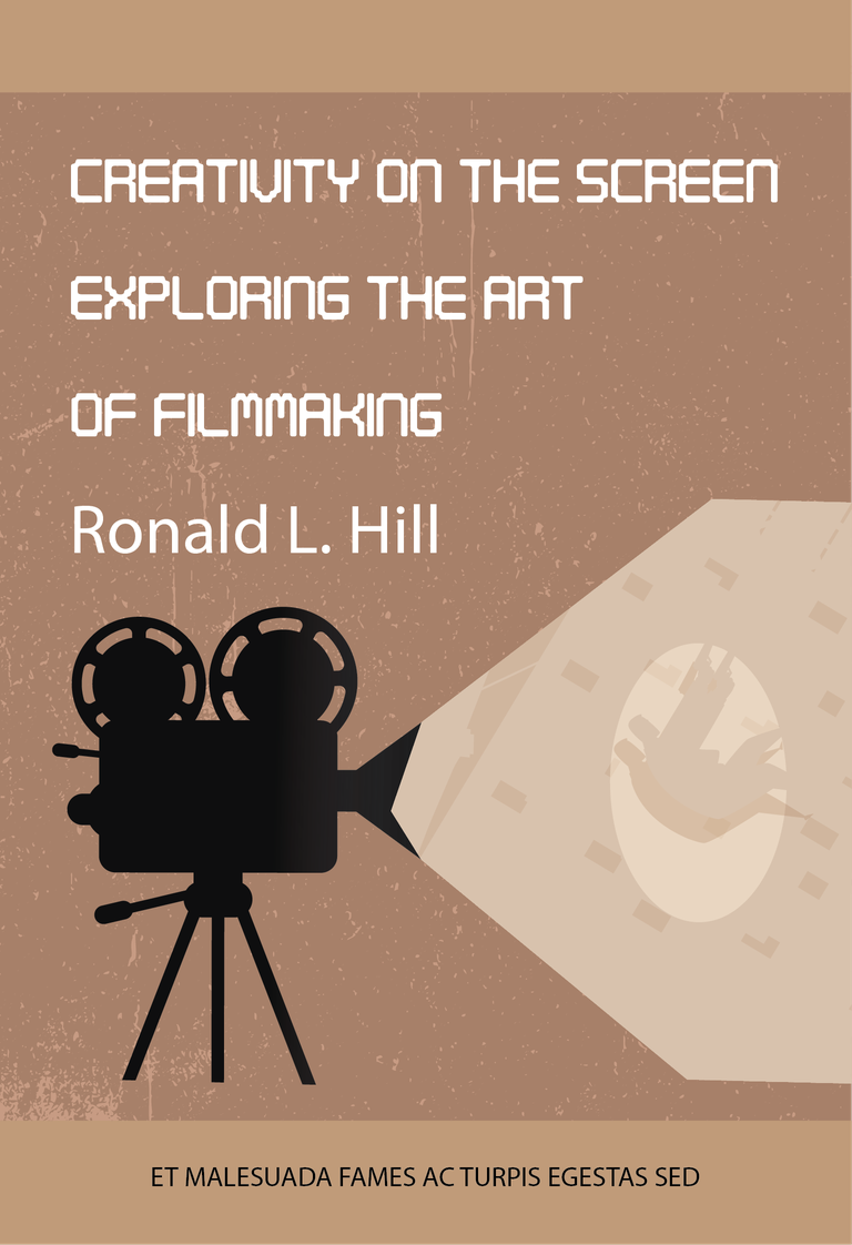 cinematic style book cover template featuring vintage film camera and creative concepts