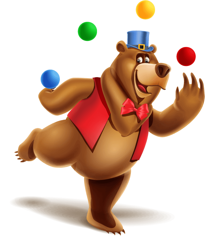 circus bear animal show vector performing tricks in a colorful and fun environment