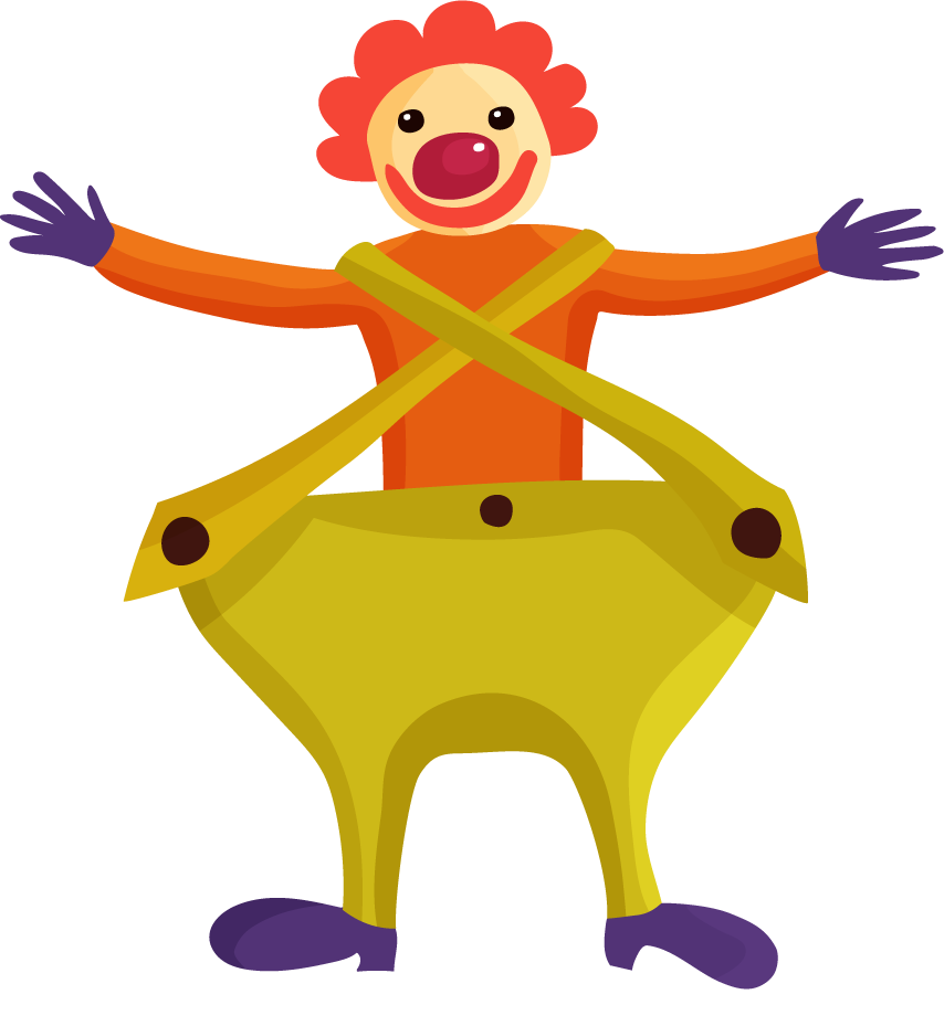 circus performance decorative elements featuring a cheerful clown ready for the show