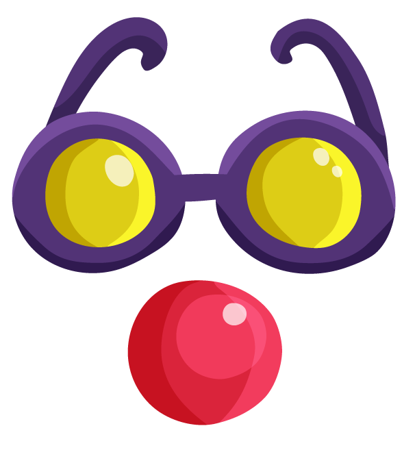 circus performance decorative elements with playful glasses and whimsical nose for festive themes