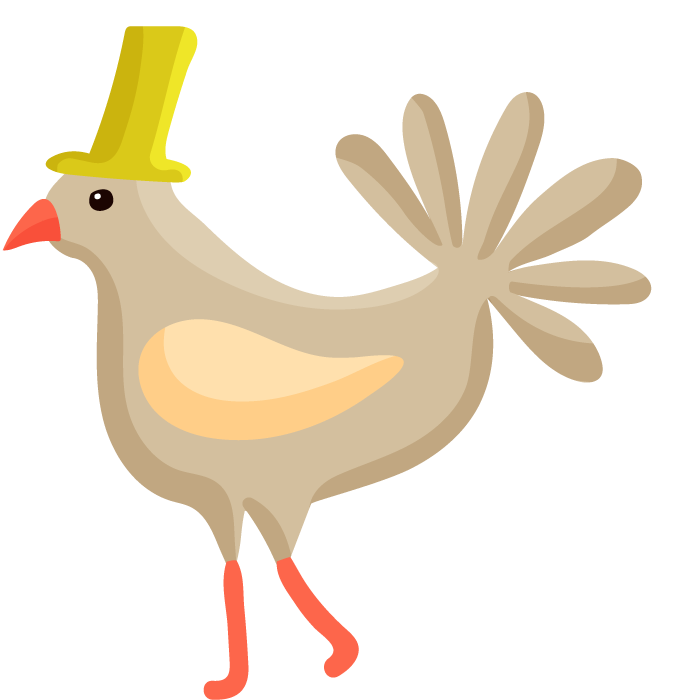 circus performance decorative elements featuring a whimsical bird with a hat for festive events