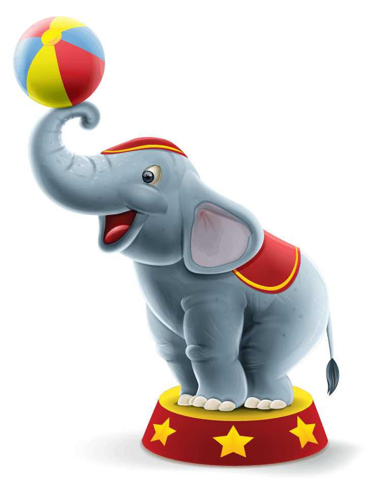 circus elephant animal show vector with colorful ball and playful pose