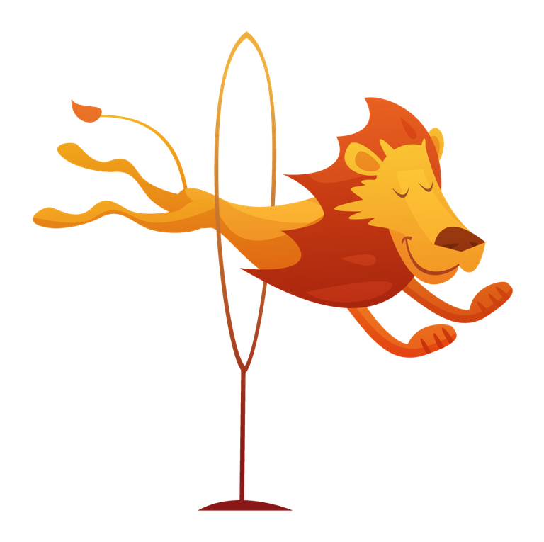 circus retro icons cartoon featuring a joyful lion jumping through a hoop