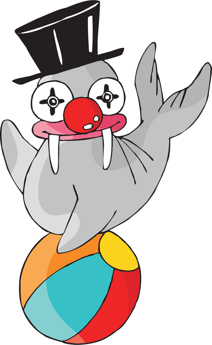 circus walrus cartoon animals