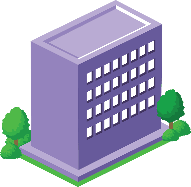 city building vectors icon featuring a modern office structure with greenery for urban development