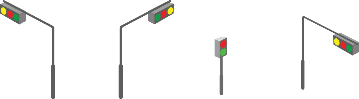 city building vectors icon featuring detailed traffic light illustrations for urban design projects