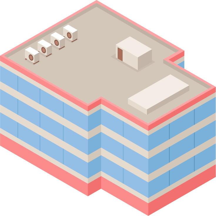 isometric modern city buildings with unique architecture and vibrant color schemes for urban planning