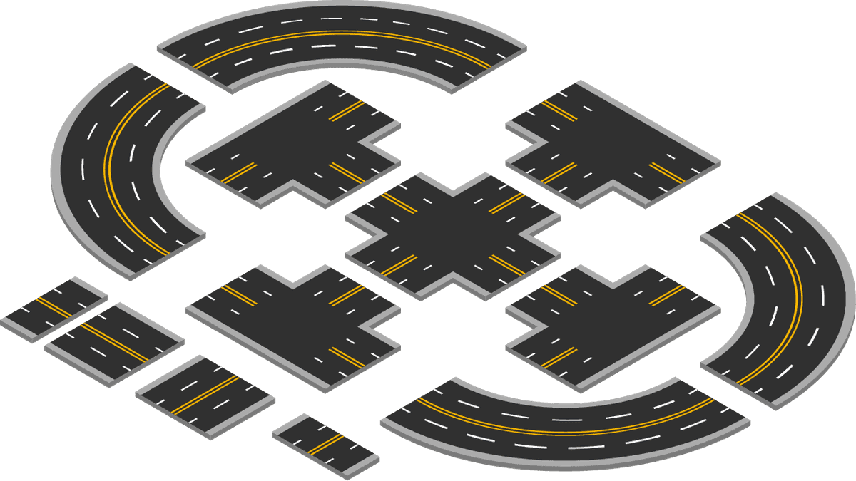 isometric city traffic isolated elements illustration