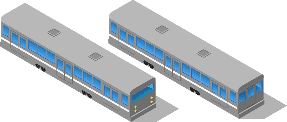 city transport isometric icons showcasing modern train cars for urban commuting