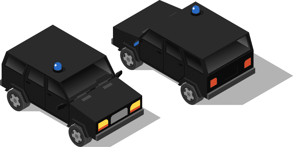 city transport isometric icons featuring police cars for urban settings