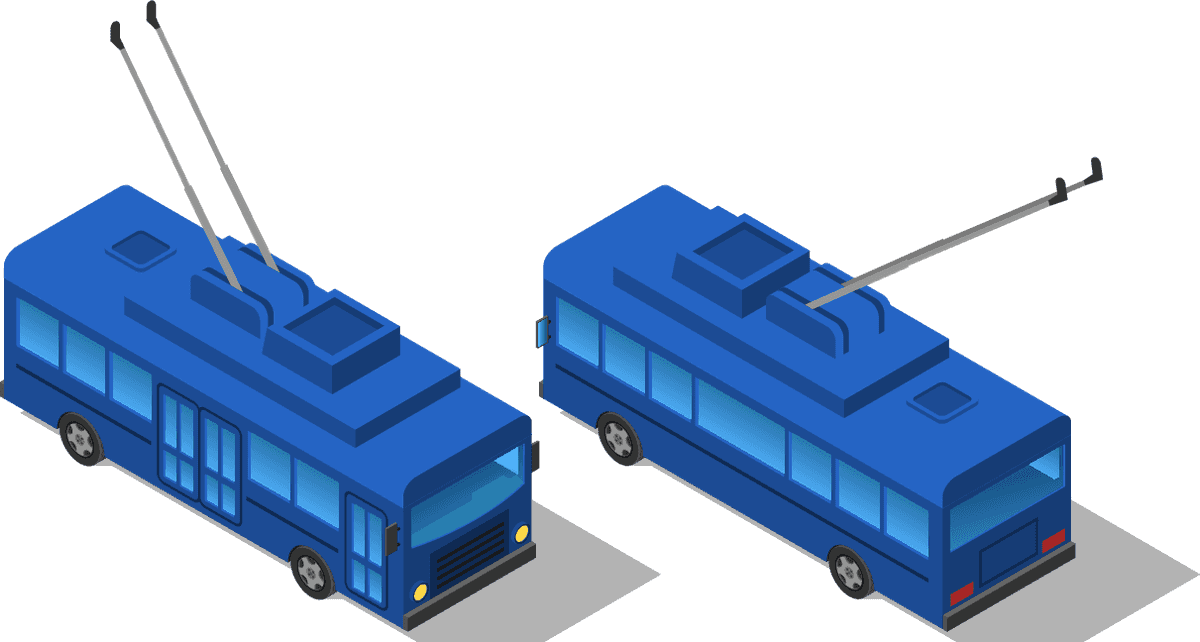 city transport isometric icons showcasing electric buses for urban mobility