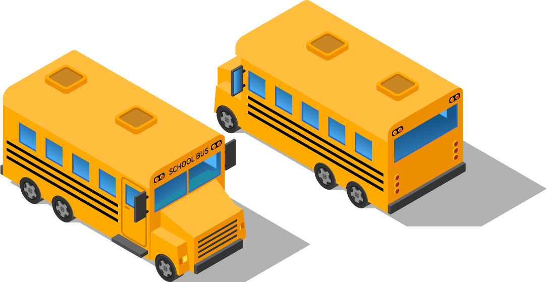 city transport isometric icons showcasing school bus features for urban environments