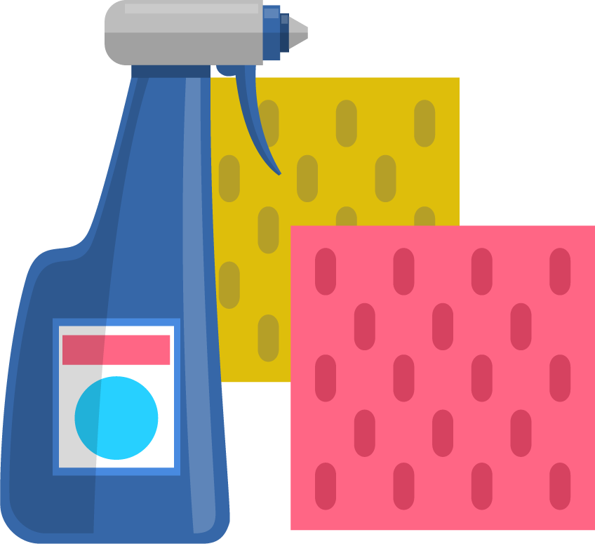 Simple flat cleaning items, cleaning service icons