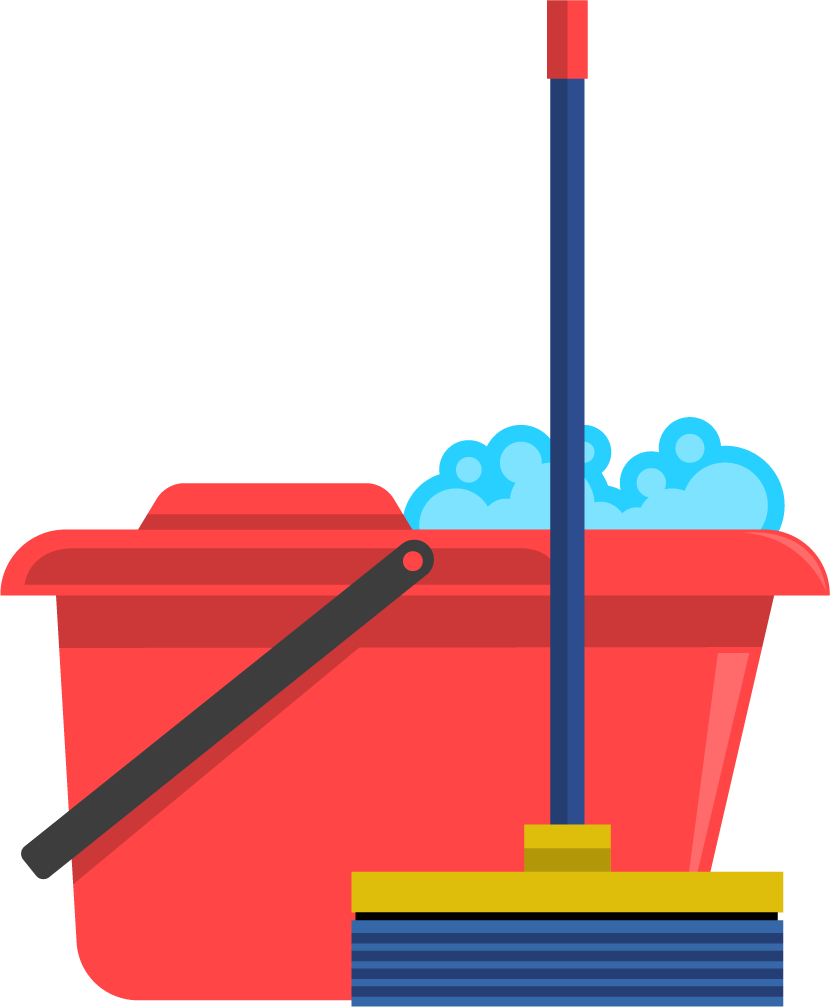 Simple flat cleaning items, cleaning service icons