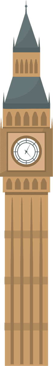 clock tower london icon set with attraction