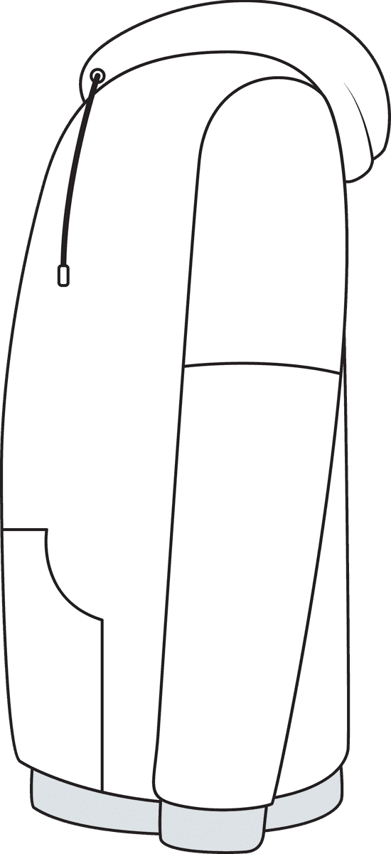 clothing white hoodie jacket template with unique features for custom apparel production
