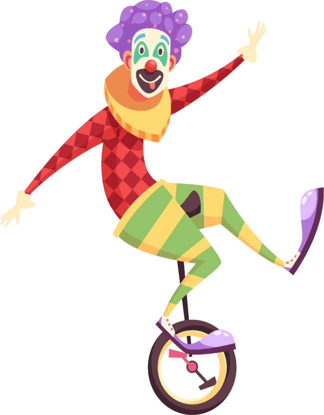 playful clown clowns characters set for festive events and celebrations