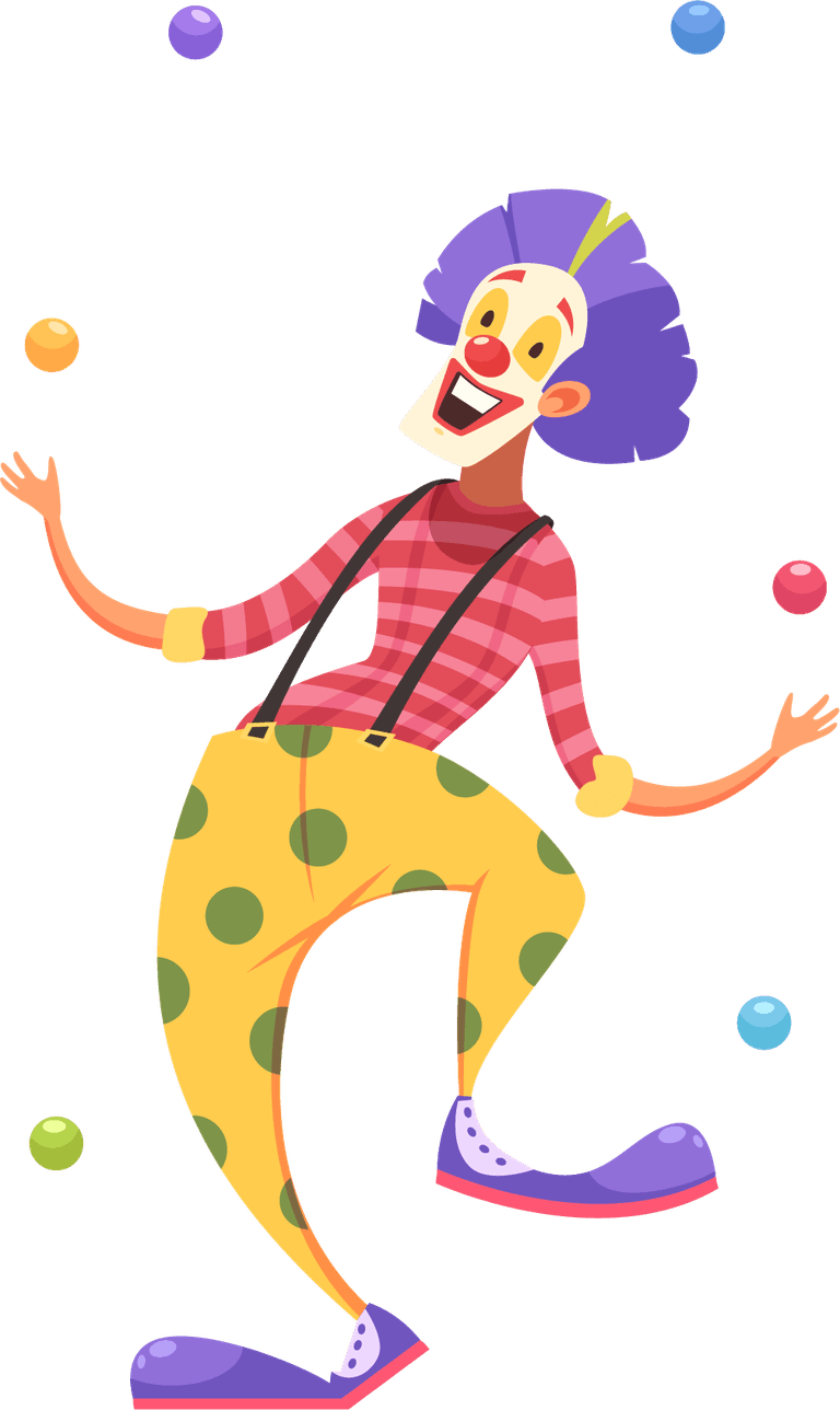 clown clowns characters set with fun juggling and playful colors for celebrations