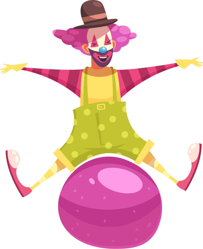 fun clown clowns characters set for festive events and party decorations