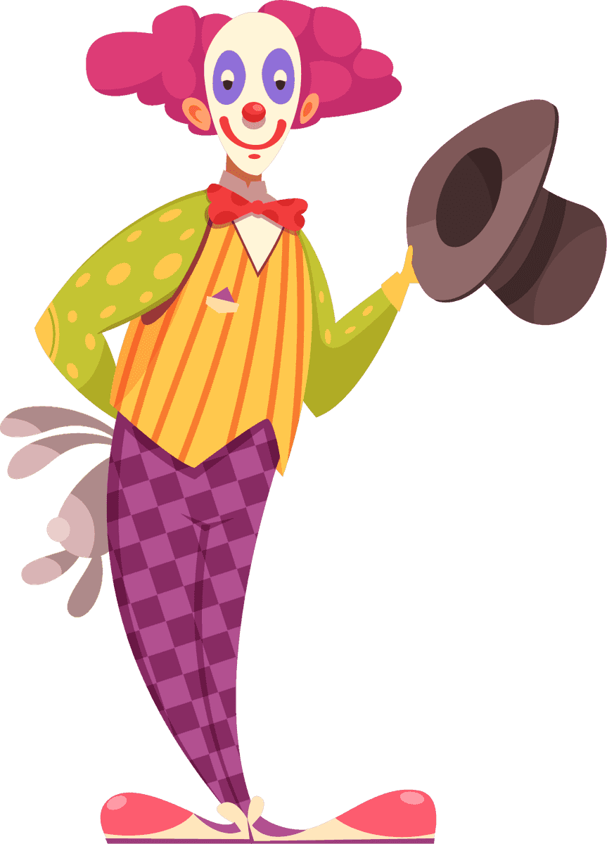 clown clowns characters set with playful outfits for children’s entertainment and events