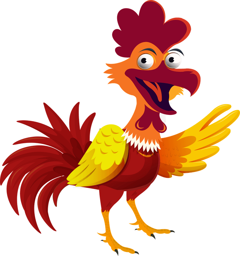 cock chicken icon classical colorful cute cartoon sketch