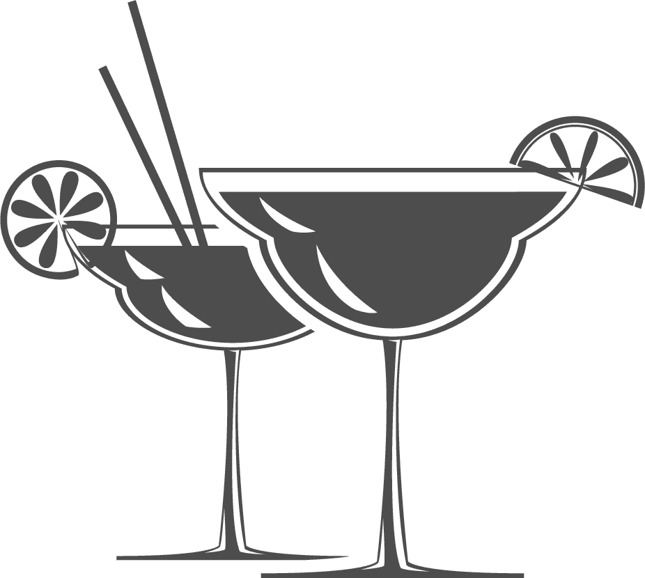 black wine and cocktail icon featuring elegant glass shapes for bar menus and brewing apps