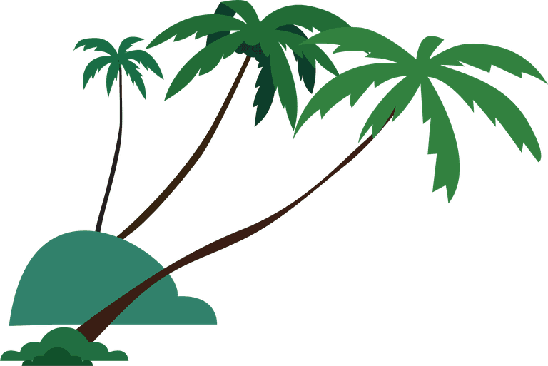 coconut trees relaxing girl icons beach vacation sketch cartoon characters