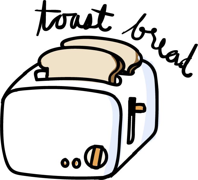 coffee drawing style food collection with toasters and creative breakfast ideas