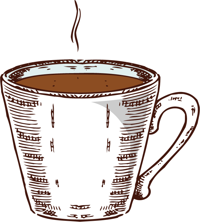 coffee hand drawn colored set featuring cozy mugs and steaming brews for warm beverage lovers