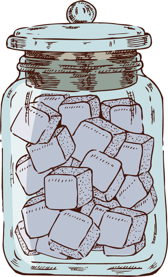 coffee hand drawn colored set featuring a vintage sugar jar illustration for cozy kitchens