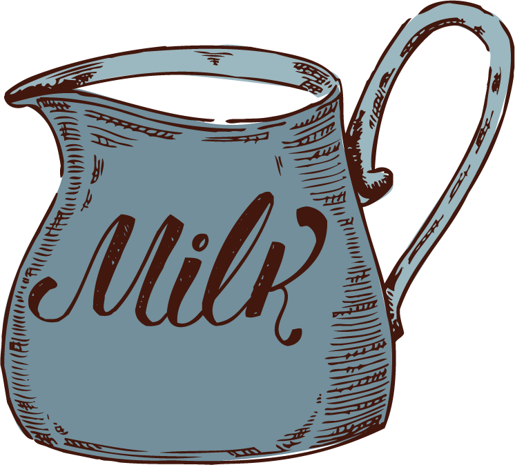 charming coffee hand drawn colored set with milk pitcher and unique beverage items