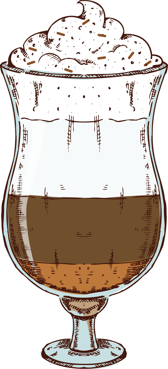 coffee hand drawn colored set featuring a beautifully illustrated coffee glass with layers