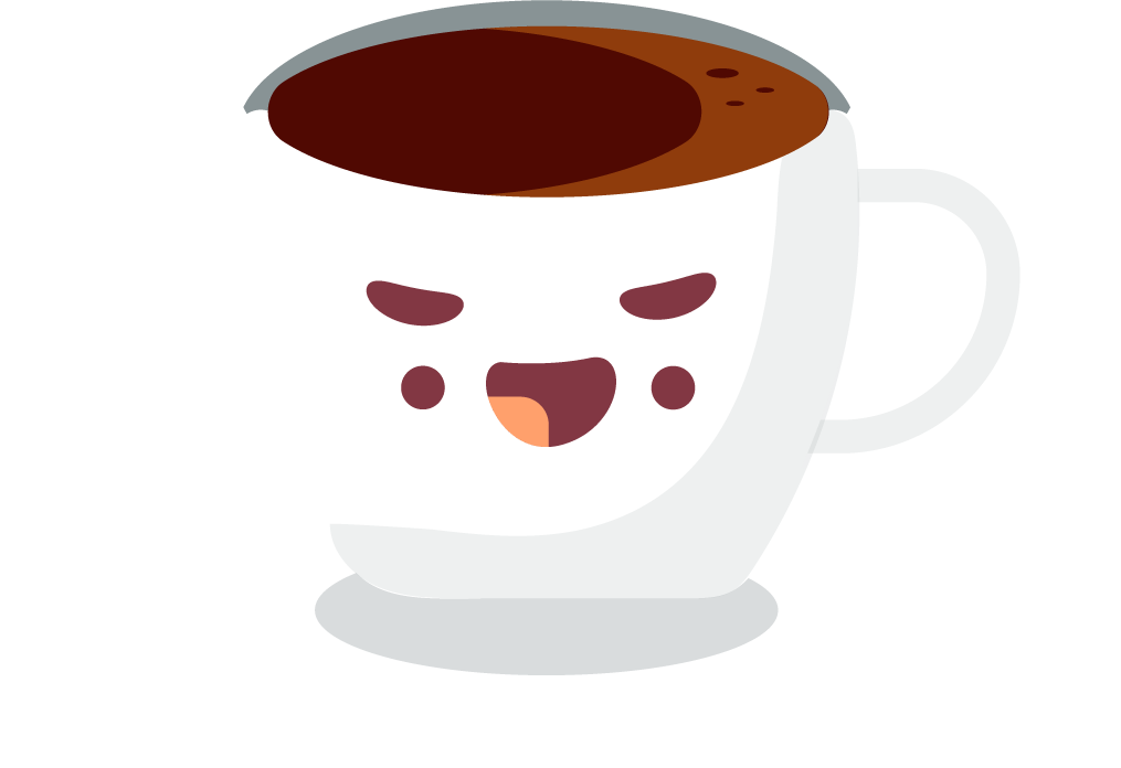 cup of difference type of coffee with cartoon face