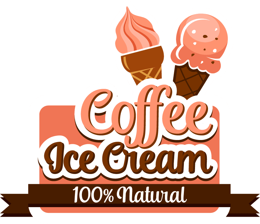 Coffee with ice cream labels vector