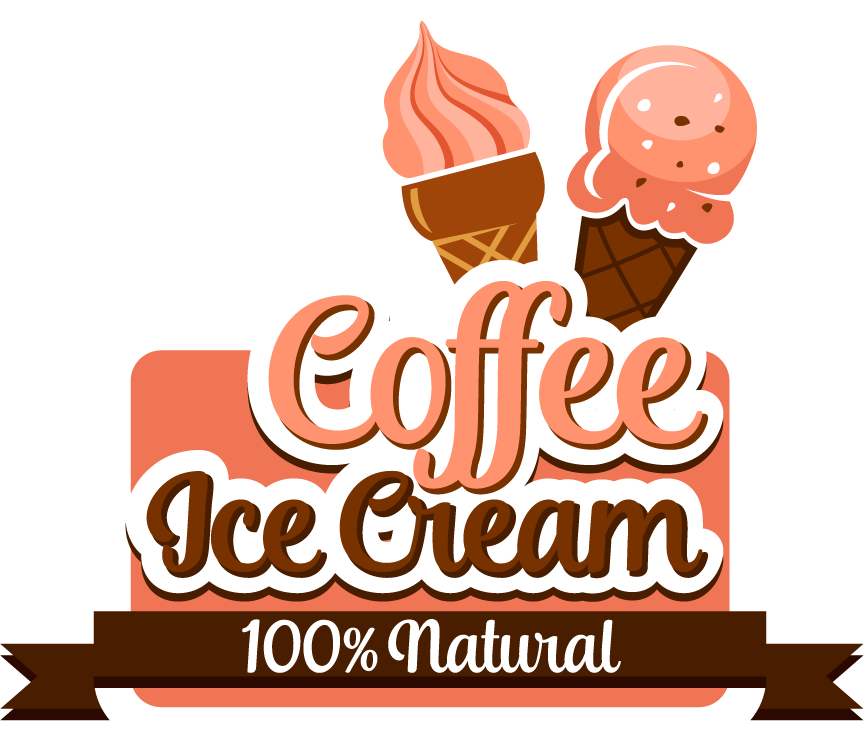 Coffee with ice cream labels vector