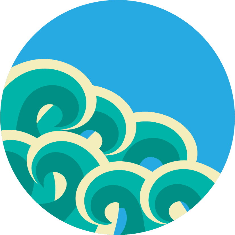 Abstract sea waves in round shape