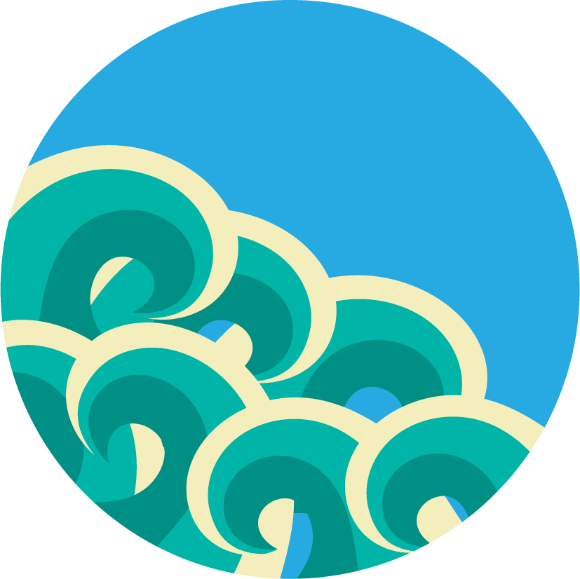 Abstract sea waves in round shape