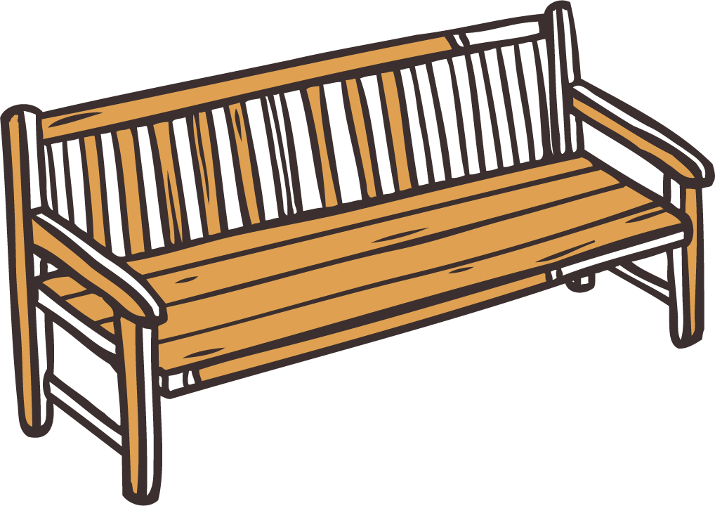 collection gardening elements tools featuring a rustic wooden bench for outdoor relaxation