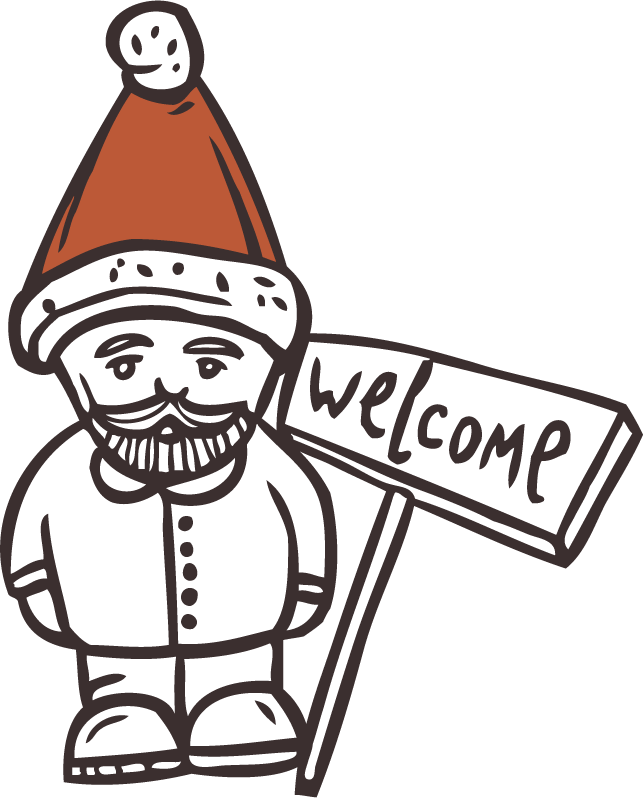 collection gardening elements tools featuring a cheerful welcome gnome for festive decor