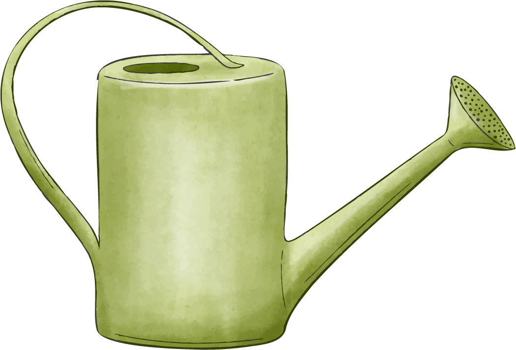 collection gardening elements tools featuring a stylish watering can for plant care