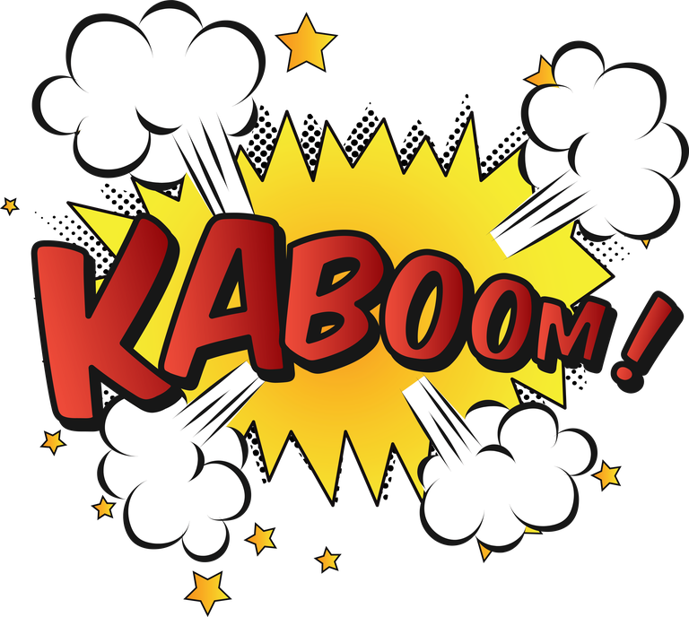 collection of comic effect illustrations featuring explosive kaboom text and vibrant colors