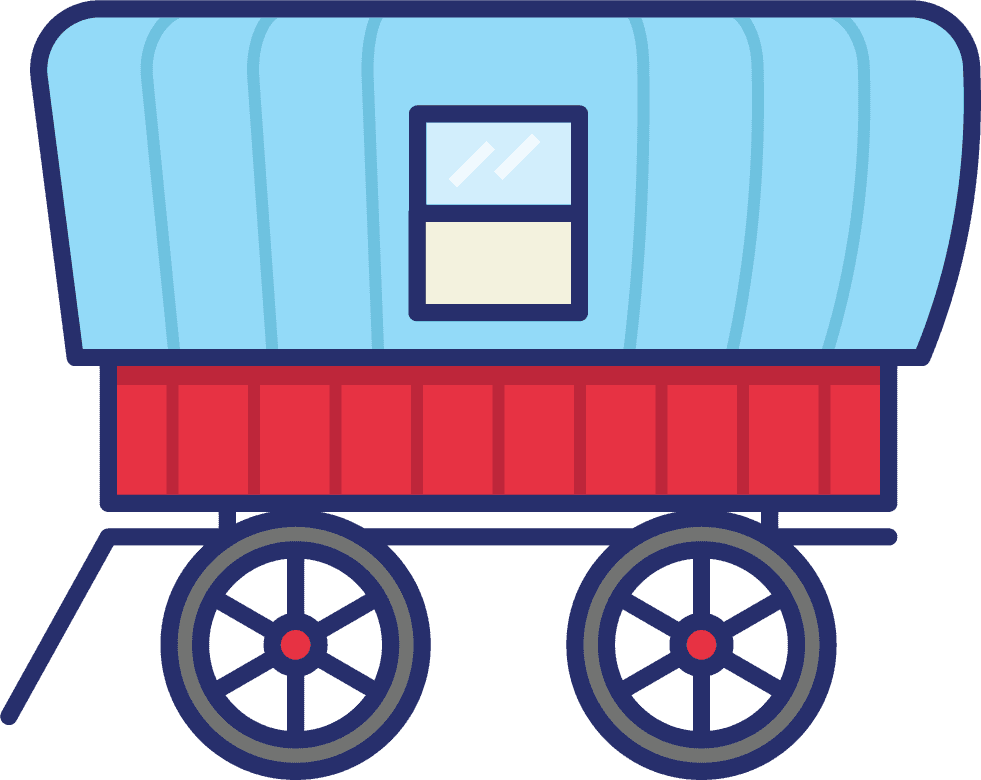 collection of gipsy icons featuring vintage wagons and traditional elements for creative projects