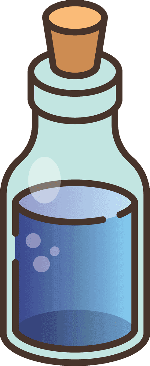 collection of magic related icon featuring a mystical potion in a cool bottle