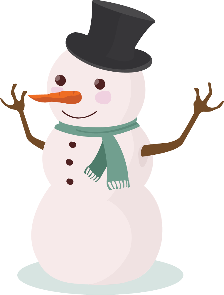 Christmas single cute smiling snowman illustration